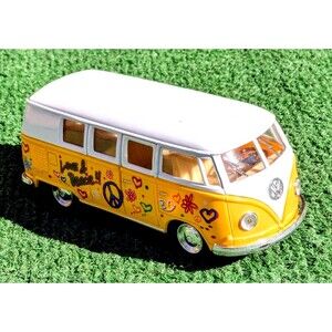 Microbus Peace VW Toysmith 2004 Flower Power Volkswagon Classical Bus 1962 EUC